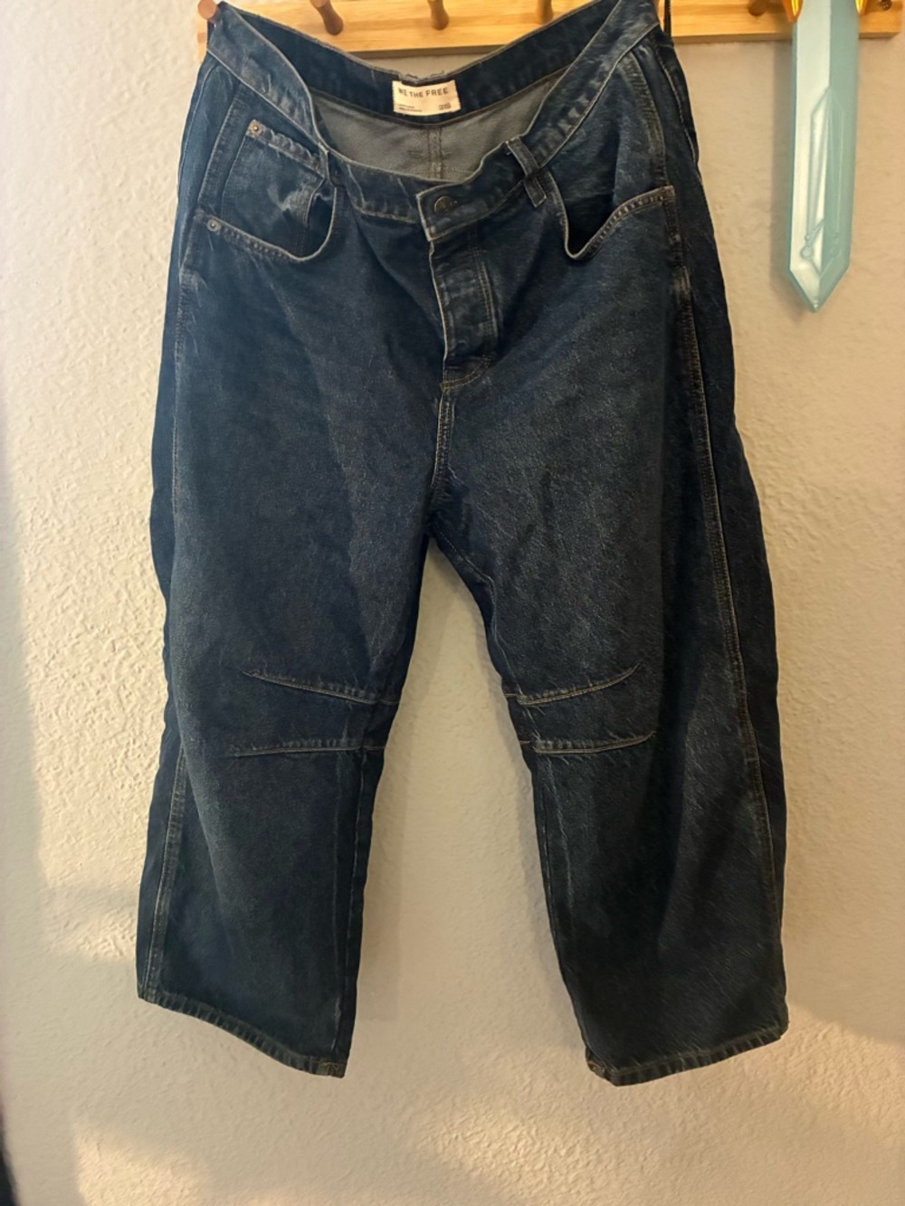 We The Free Dark Blue Barrel Jeans